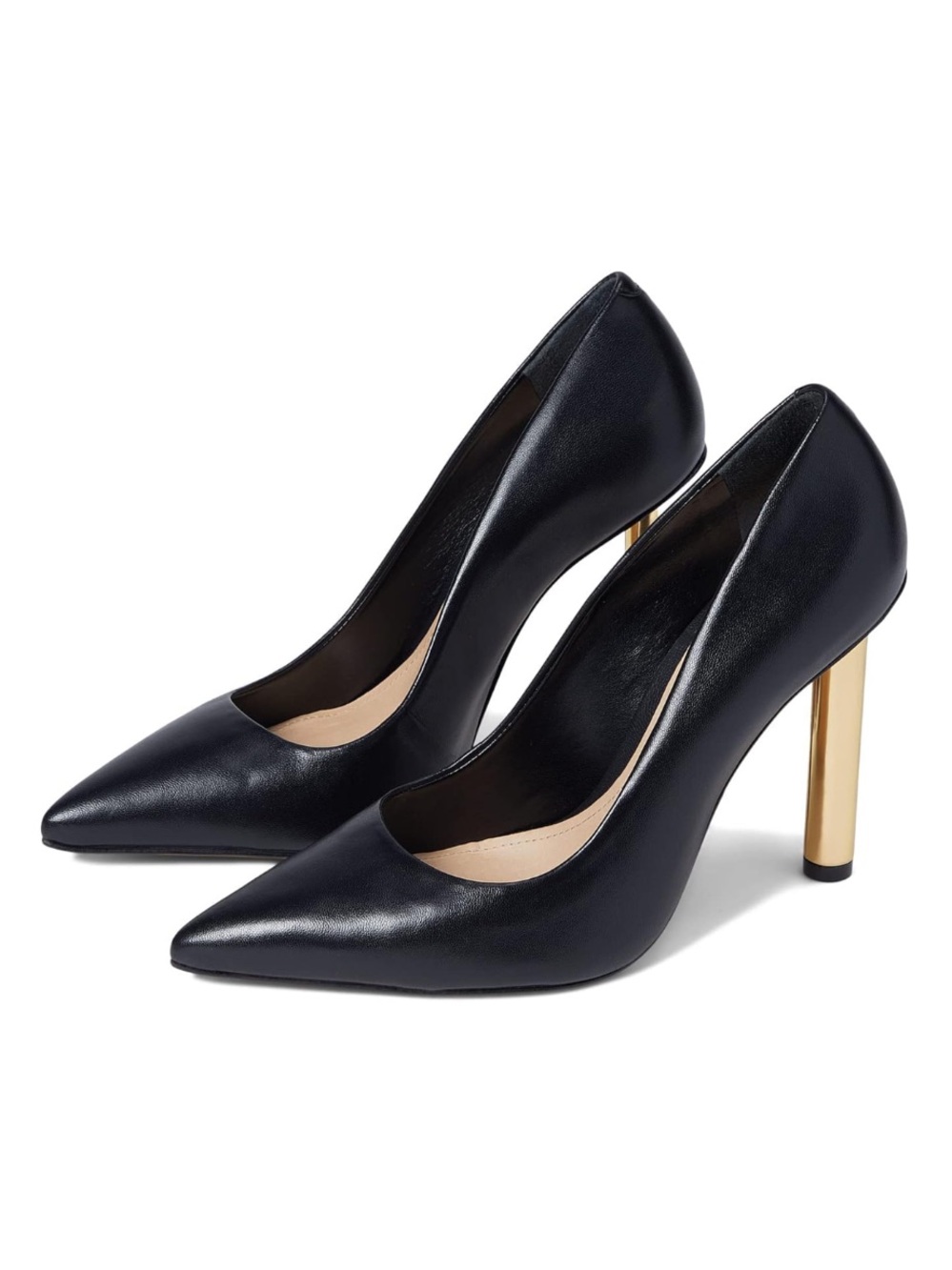 SCHUTZ Tyra Black Heel w/ Gold Sculptural Stiletto Sz 6.5 EUC